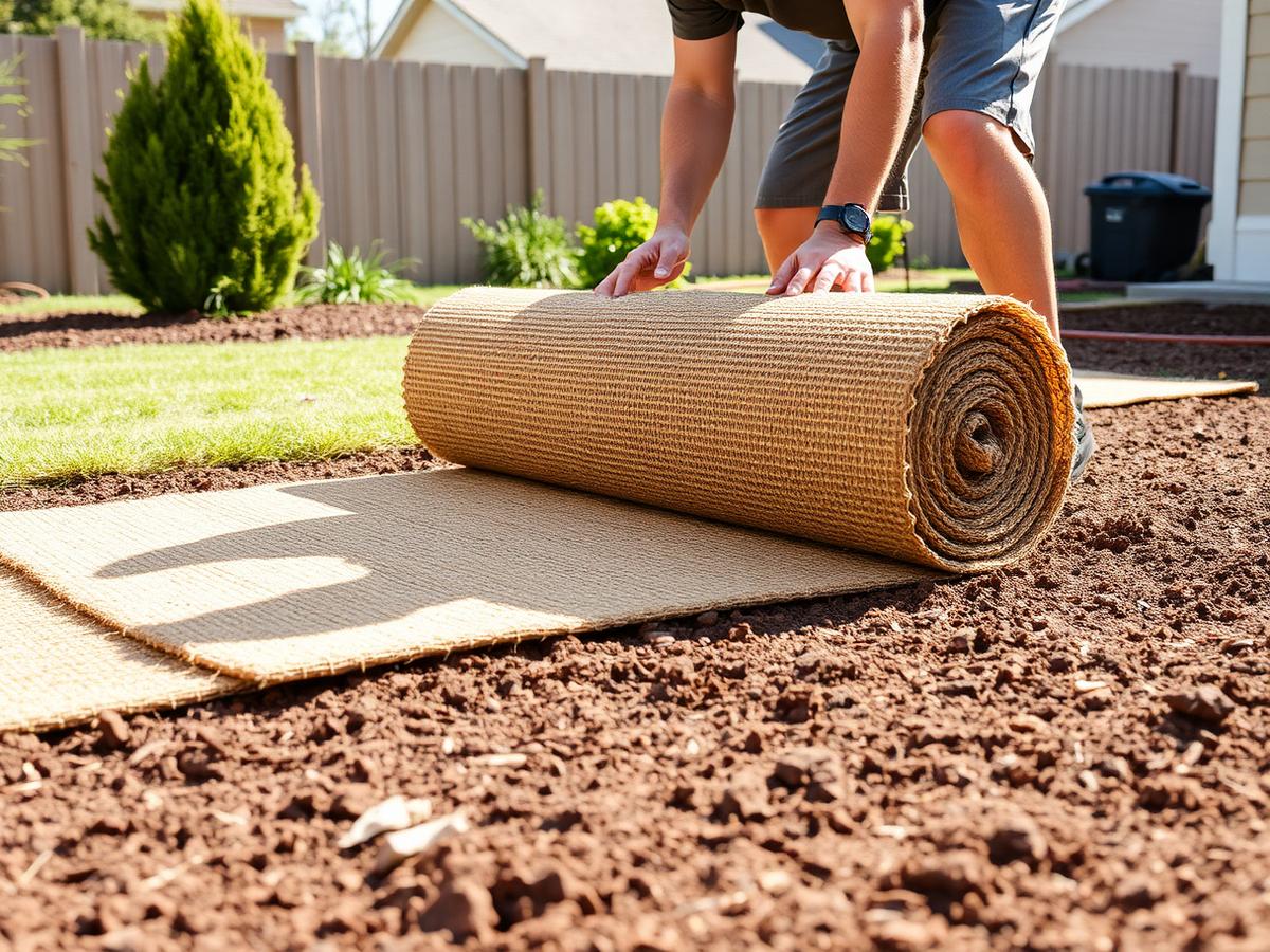 Unrolling the seed roll across prepared soil